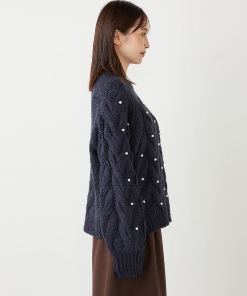 SHIPS Colors（シップス カラーズ）の「SHIPS Colors:〈手洗い可能〉ケーブル パールモチーフ ニット（ニット/セーター・レディース・ネイビー/グレー/オフホワイト・ONE SIZE）」の19枚目の写真