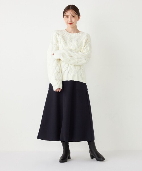SHIPS Colors（シップス カラーズ）の「SHIPS Colors:〈手洗い可能〉ケーブル パールモチーフ ニット（ニット/セーター・レディース・ネイビー/グレー/オフホワイト・ONE SIZE）」の20枚目の写真