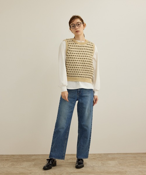 ROPE'（ロペ）の「ストレッチデニムストレートパンツ（デニムパンツ・レディース・ネイビー/ブルー・40/38/36）」の5枚目の写真