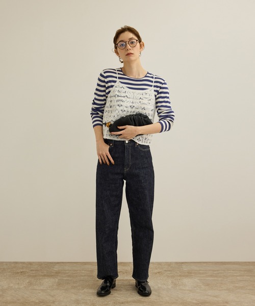 ROPE'（ロペ）の「ストレッチデニムストレートパンツ（デニムパンツ・レディース・ネイビー/ブルー・40/38/36）」の3枚目の写真