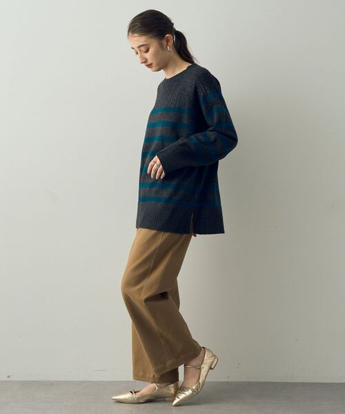 【セール】ケーブル×ボーダーニット（ニット/セーター）｜YECCA VECCA（イェッカヴェッカ）