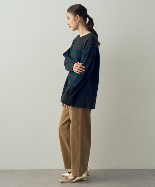 【セール】ケーブル×ボーダーニット（ニット/セーター）｜YECCA VECCA（イェッカヴェッカ）