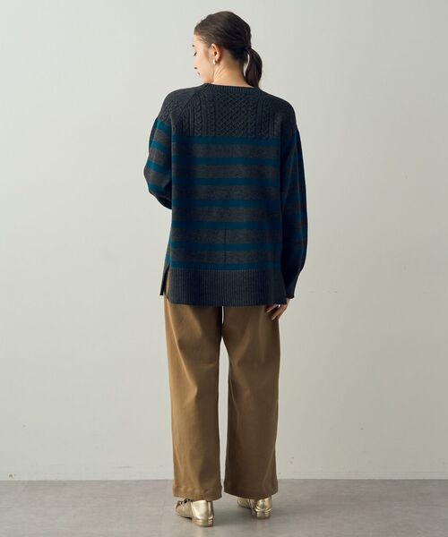 【セール】ケーブル×ボーダーニット（ニット/セーター）｜YECCA VECCA（イェッカヴェッカ）