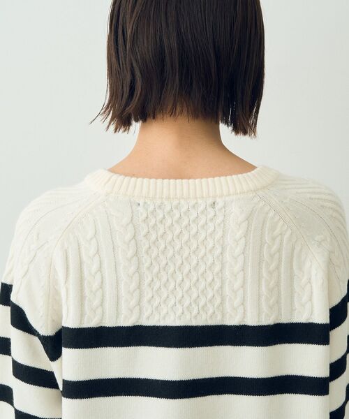 【セール】ケーブル×ボーダーニット（ニット/セーター）｜YECCA VECCA（イェッカヴェッカ）