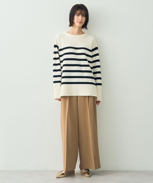 【セール】ケーブル×ボーダーニット（ニット/セーター）｜YECCA VECCA（イェッカヴェッカ）