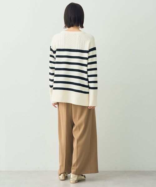 【セール】ケーブル×ボーダーニット（ニット/セーター）｜YECCA VECCA（イェッカヴェッカ）