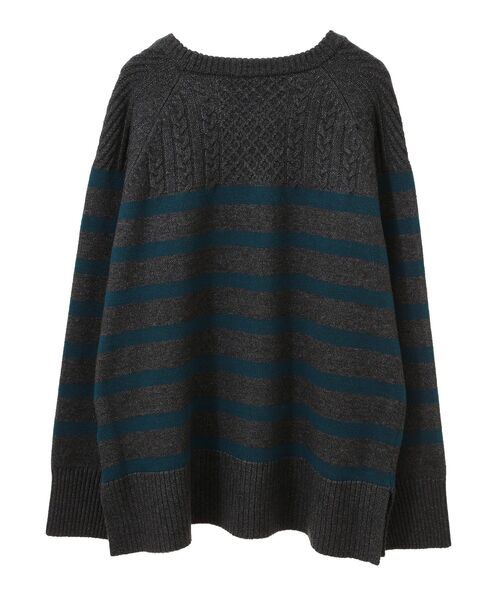 【セール】ケーブル×ボーダーニット（ニット/セーター）｜YECCA VECCA（イェッカヴェッカ）