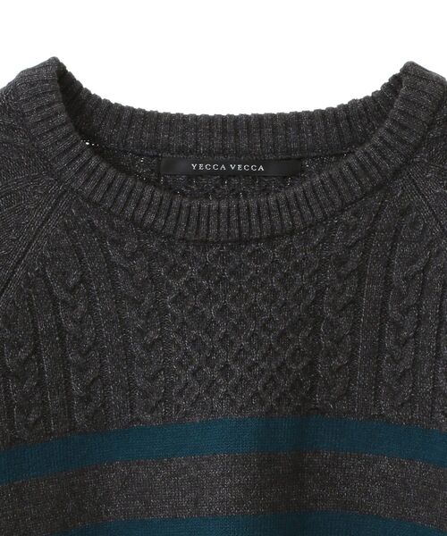 【セール】ケーブル×ボーダーニット（ニット/セーター）｜YECCA VECCA（イェッカヴェッカ）
