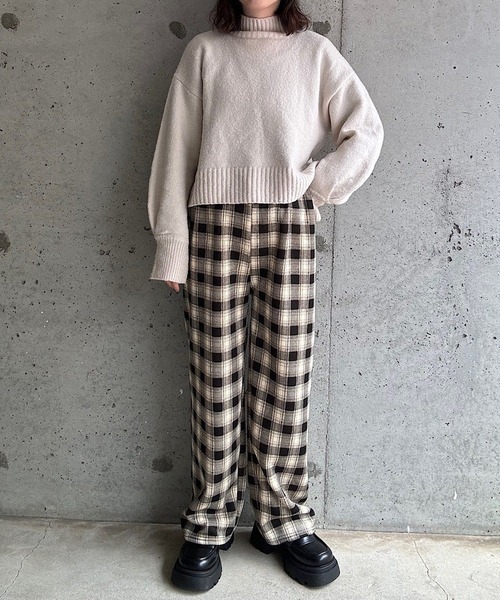 merrylatte（メリーラテ）の「裏起毛あったかチェックパンツ（その他パンツ・レディース・ブラック/オレンジ/ブラウン・FREE）」の22枚目の写真