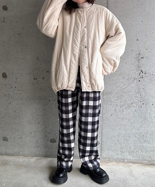 merrylatte（メリーラテ）の「裏起毛あったかチェックパンツ（その他パンツ・レディース・ブラック/オレンジ/ブラウン・FREE）」の11枚目の写真