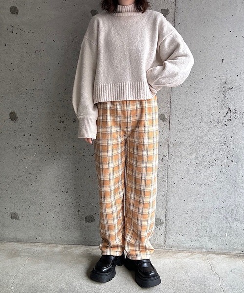 merrylatte（メリーラテ）の「裏起毛あったかチェックパンツ（その他パンツ・レディース・ブラック/オレンジ/ブラウン・FREE）」の12枚目の写真