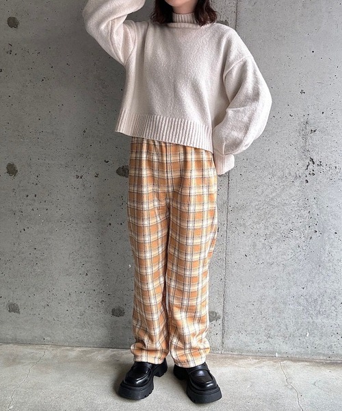 merrylatte（メリーラテ）の「裏起毛あったかチェックパンツ（その他パンツ・レディース・ブラック/オレンジ/ブラウン・FREE）」の13枚目の写真