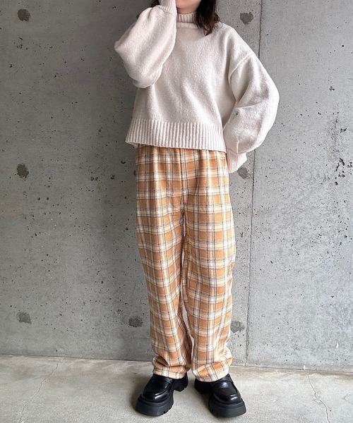 merrylatte（メリーラテ）の「裏起毛あったかチェックパンツ（その他パンツ・レディース・ブラック/オレンジ/ブラウン・FREE）」の15枚目の写真