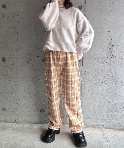 merrylatte（メリーラテ）の「裏起毛あったかチェックパンツ（その他パンツ・レディース・ブラック/オレンジ/ブラウン・FREE）」の16枚目の写真