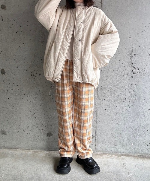 merrylatte（メリーラテ）の「裏起毛あったかチェックパンツ（その他パンツ・レディース・ブラック/オレンジ/ブラウン・FREE）」の5枚目の写真