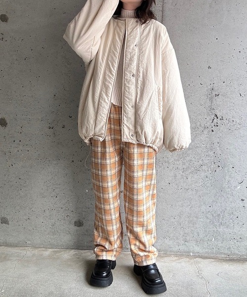 merrylatte（メリーラテ）の「裏起毛あったかチェックパンツ（その他パンツ・レディース・ブラック/オレンジ/ブラウン・FREE）」の6枚目の写真