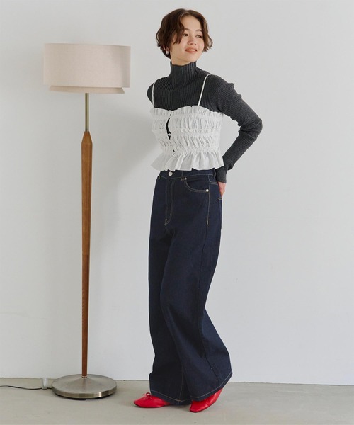 titivate（ティティベイト）の「セミワイドデニムパンツ（デニムパンツ・レディース・インディゴブルー/ブラック/アイボリー/ライトブルー・M）」の18枚目の写真