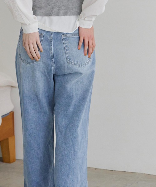 titivate（ティティベイト）の「セミワイドデニムパンツ（デニムパンツ・レディース・インディゴブルー/ブラック/アイボリー/ライトブルー・M）」の16枚目の写真