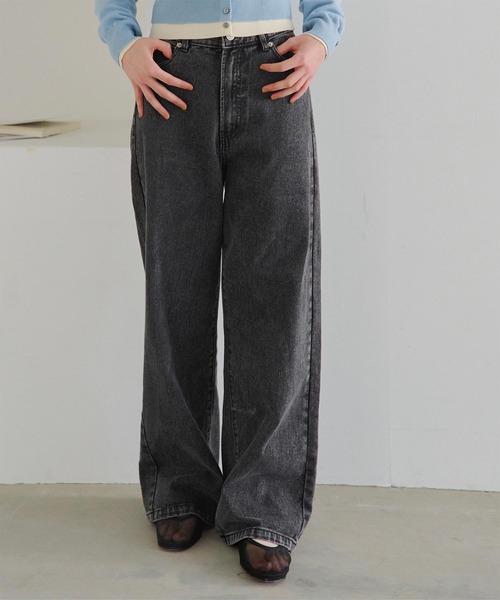 titivate（ティティベイト）の「セミワイドデニムパンツ（デニムパンツ・レディース・インディゴブルー/ブラック/アイボリー/ライトブルー・M）」の12枚目の写真