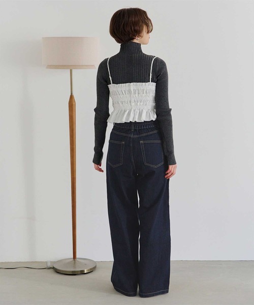 titivate（ティティベイト）の「セミワイドデニムパンツ（デニムパンツ・レディース・インディゴブルー/ブラック/アイボリー/ライトブルー・M）」の22枚目の写真