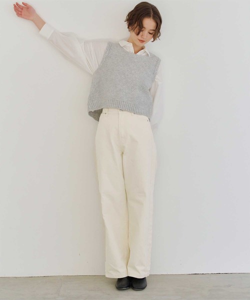 titivate（ティティベイト）の「セミワイドデニムパンツ（デニムパンツ・レディース・インディゴブルー/ブラック/アイボリー/ライトブルー・M）」の7枚目の写真