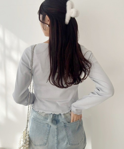 one after another NICE CLAUP(ワンアフターアナザーナイスクラップ)の「レイヤードリボントップス(Tシャツ/カットソー・レディース・オフホワイト/ブラック/サックスブルー/レッド・FREE)」の10枚目の写真