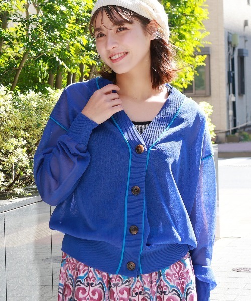 チチカカ（チチカカ）の「カラーリンキングシアーカーディガン（カーディガン/ボレロ・レディース・ベージュ/ブラック/ブルー・FREE）」の3枚目の写真