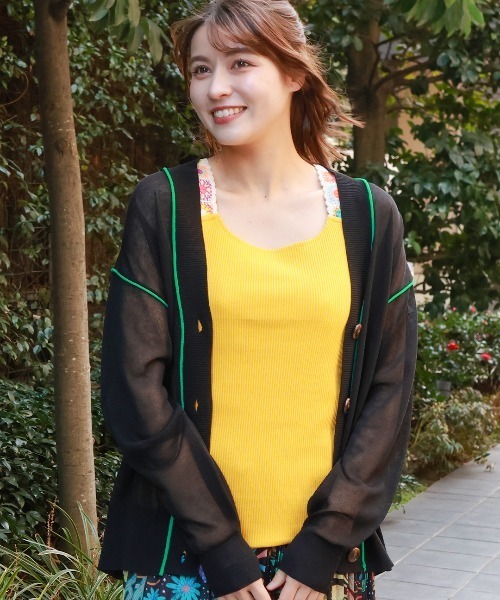チチカカ（チチカカ）の「カラーリンキングシアーカーディガン（カーディガン/ボレロ・レディース・ベージュ/ブラック/ブルー・FREE）」の2枚目の写真