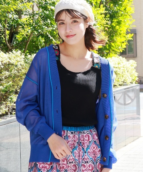 チチカカ（チチカカ）の「カラーリンキングシアーカーディガン（カーディガン/ボレロ・レディース・ベージュ/ブラック/ブルー・FREE）」の9枚目の写真