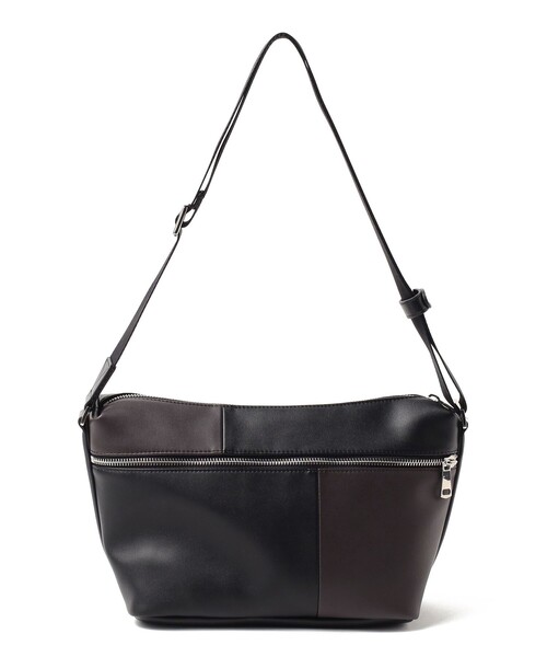 BEAMS HEART（ビームスハート）の「フェイクレザー 切替 ショルダーバッグ【ユニセックス】（ショルダーバッグ・メンズ・ネイビー/ブラウン・ONE SIZE）」の10枚目の写真