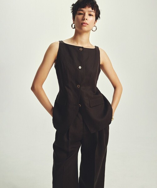 セール】テンセルライトリネン ジレブラウス（ベスト）｜uncrave