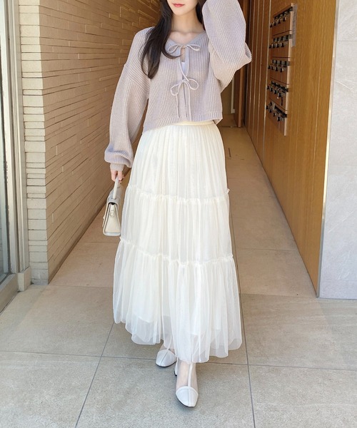 INGNI(イング)の「Vネック2つリボンニットカーディガン(カーディガン/ボレロ・レディース・ブラック/グレー系その他/アイボリー/ピンク/サックスブルー・M)」の21枚目の写真