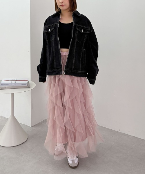 archives（アルシーヴ）の「チュールラッフルスカート（スカート・レディース・ピンク/オフホワイト/ブラック・MEDIUM）」の8枚目の写真