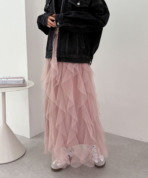 archives（アルシーヴ）の「チュールラッフルスカート（スカート・レディース・ピンク/オフホワイト/ブラック・MEDIUM）」の5枚目の写真