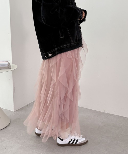 archives（アルシーヴ）の「チュールラッフルスカート（スカート・レディース・ピンク/オフホワイト/ブラック・MEDIUM）」の6枚目の写真