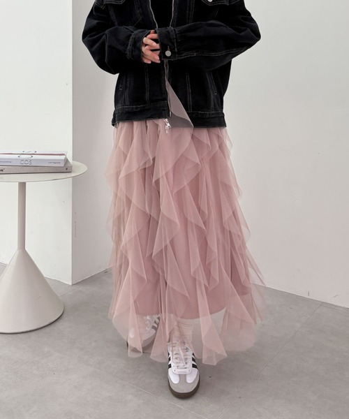 archives（アルシーヴ）の「チュールラッフルスカート（スカート・レディース・ピンク/オフホワイト/ブラック・MEDIUM）」の4枚目の写真