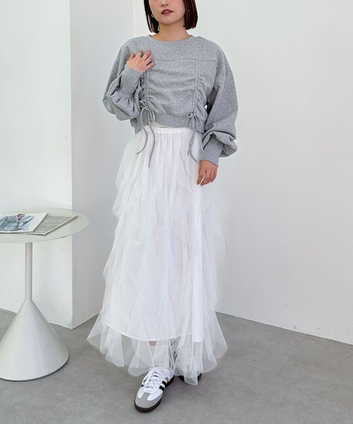 archives（アルシーヴ）の「チュールラッフルスカート（スカート・レディース・ピンク/オフホワイト/ブラック・MEDIUM）」の16枚目の写真