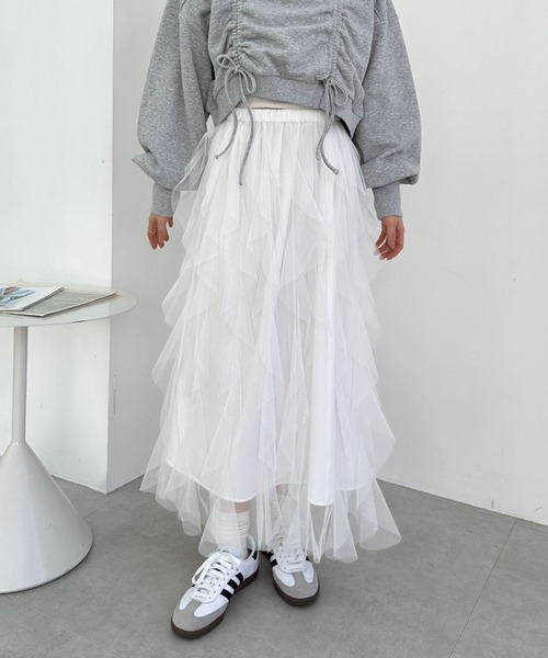 archives（アルシーヴ）の「チュールラッフルスカート（スカート・レディース・ピンク/オフホワイト/ブラック・MEDIUM）」の12枚目の写真