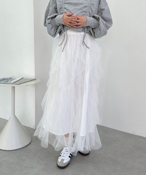 archives（アルシーヴ）の「チュールラッフルスカート（スカート・レディース・ピンク/オフホワイト/ブラック・MEDIUM）」の13枚目の写真