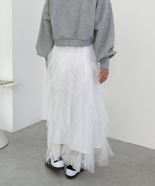 archives（アルシーヴ）の「チュールラッフルスカート（スカート・レディース・ピンク/オフホワイト/ブラック・MEDIUM）」の14枚目の写真