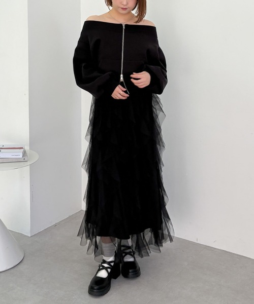 archives（アルシーヴ）の「チュールラッフルスカート（スカート・レディース・ピンク/オフホワイト/ブラック・MEDIUM）」の22枚目の写真