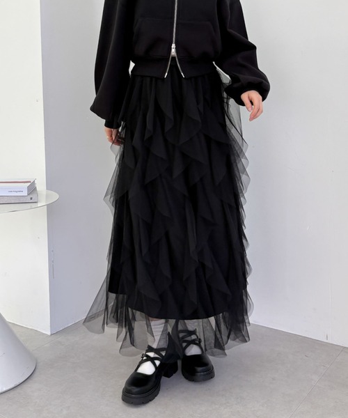 archives（アルシーヴ）の「チュールラッフルスカート（スカート・レディース・ピンク/オフホワイト/ブラック・MEDIUM）」の19枚目の写真