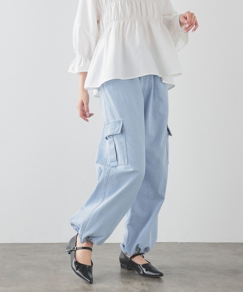 Honeys（ハニーズ）の「デニムカーゴパンツ（デニムパンツ・レディース・グレー/ブルー系その他2/ライトインディゴブルー・L/LL/M/S/SS）」の3枚目の写真