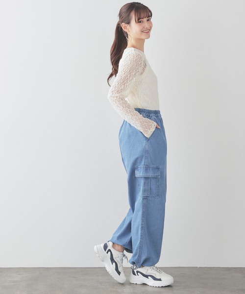 Honeys（ハニーズ）の「デニムカーゴパンツ（デニムパンツ・レディース・グレー/ブルー系その他2/ライトインディゴブルー・L/LL/M/S/SS）」の22枚目の写真