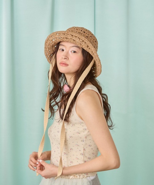 kaorinomori(カオリノモリ)の「kaorinomori ローハット プープー / カオリノモリ(ハット・レディース・ベージュ/ピンク/アイボリー・M/57.5cm)」の2枚目の写真