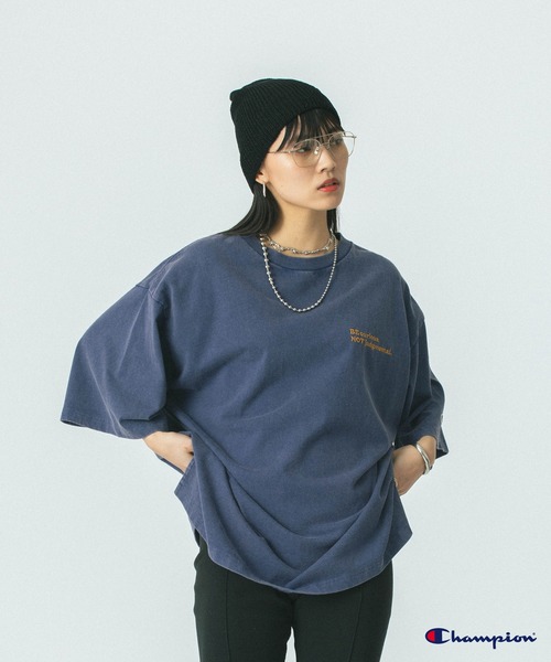 Champion別注】(ROSE BUD×Champion)LOGO EMBROIDERY BIG TEE（T