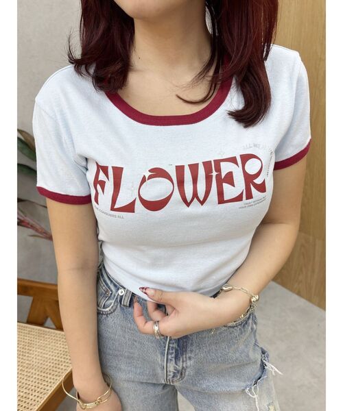 EVRIS（エヴリス）の「FLOWERストラップクロップドＴシャツ（Tシャツ/カットソー・レディース・ホワイト/ブルー/カーキ・FREE）」の10枚目の写真