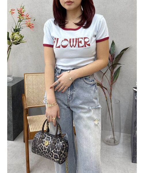 EVRIS（エヴリス）の「FLOWERストラップクロップドＴシャツ（Tシャツ/カットソー・レディース・ホワイト/ブルー/カーキ・FREE）」の11枚目の写真