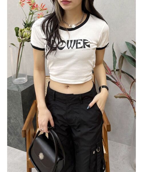 EVRIS（エヴリス）の「FLOWERストラップクロップドＴシャツ（Tシャツ/カットソー・レディース・ホワイト/ブルー/カーキ・FREE）」の16枚目の写真