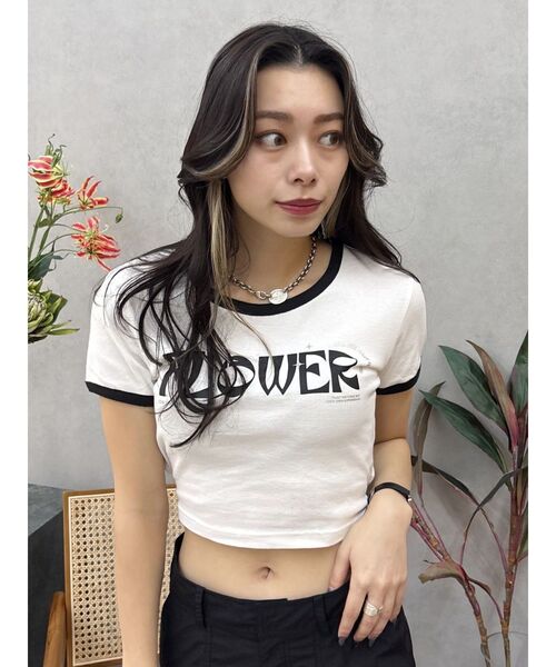 EVRIS（エヴリス）の「FLOWERストラップクロップドＴシャツ（Tシャツ/カットソー・レディース・ホワイト/ブルー/カーキ・FREE）」の17枚目の写真